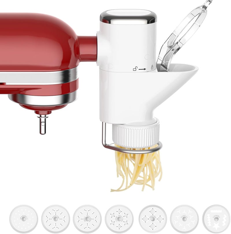 HOZODO Gourmet Pasta Press Attachment for KitchenAid Stand Mixers, Pasta Attachment for Kitchen Aid Mixer Attachments with 7 Interchangeable Pasta Plates, Pasta Maker by - Image 1
